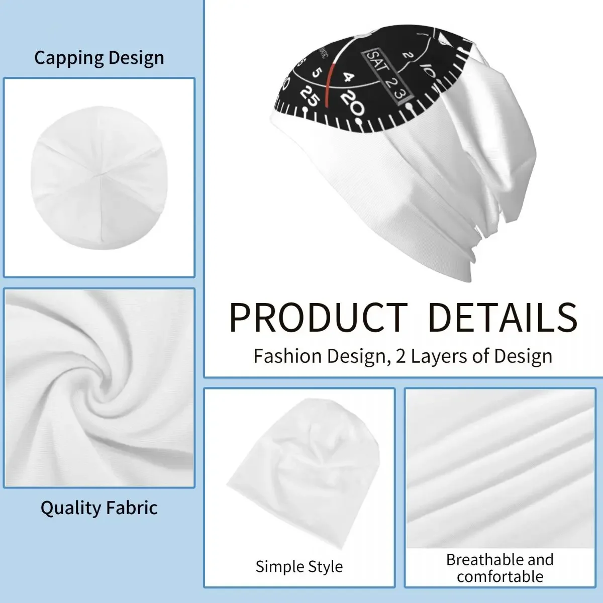 Seiko Aviation Flieger Watch Face Теплая вязаная шапка в стиле хип-хоп Шапка-капот Осень-зима