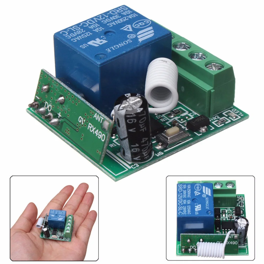 

100M Wireless Electrical Remote Control Receiver Relay Switch 1CH DC12V AC22V RF 433MHz Wireless Relay Switch