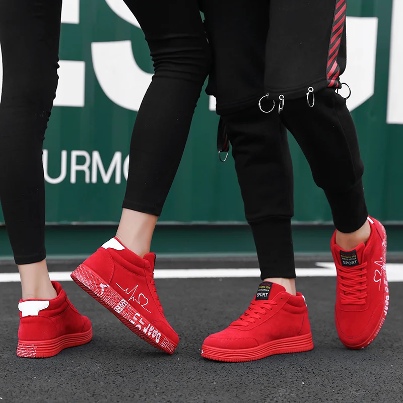 Skateboard Shoes Spring Autumn Walking Casual Sneakers Black Red Flat Lace-up Sneakers Footwear Size 35-44