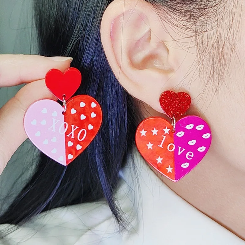 Новые серьги для влюбленных на День святого Валентина индивидуальные акриловые