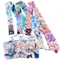 anime game genshin impact lanyard for key chain id credit card cover pass mobile phone charm neck strap badge holder accessories