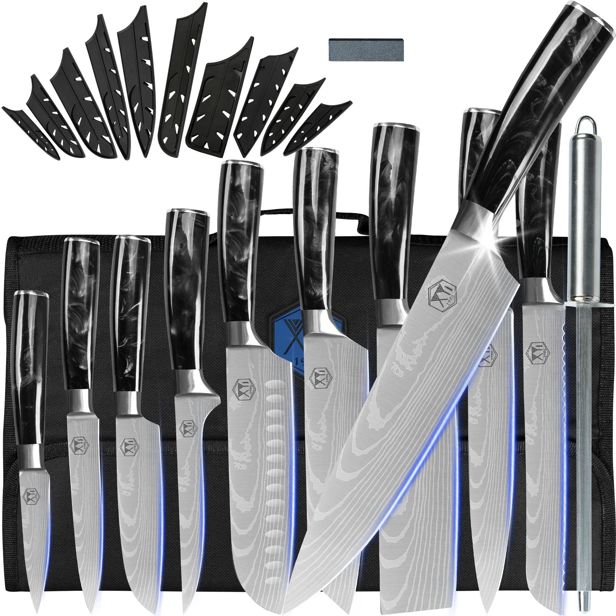 

XYj Portable Chef Knife Set Professional With Roll Bag 10Pcs Stainless Steel Kitchen Knives Tools Kit Gift Packed Cooking Knives