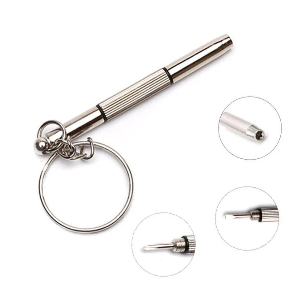 

1Pcs 3 In 1 Stainless Steel Eyeglass Screwdriver Sets With Keychain Screwdrivers For Sunglass Glasses Watch Repair Tool Kits