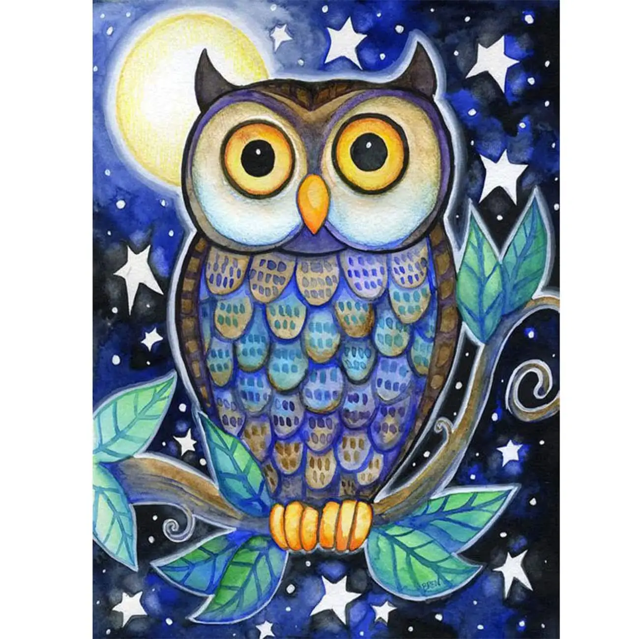 

5D Diamond Painting Moonlight Owl Stars Full Drill by Number Kits, DIY Diamond Set Arts Craft Decorations
