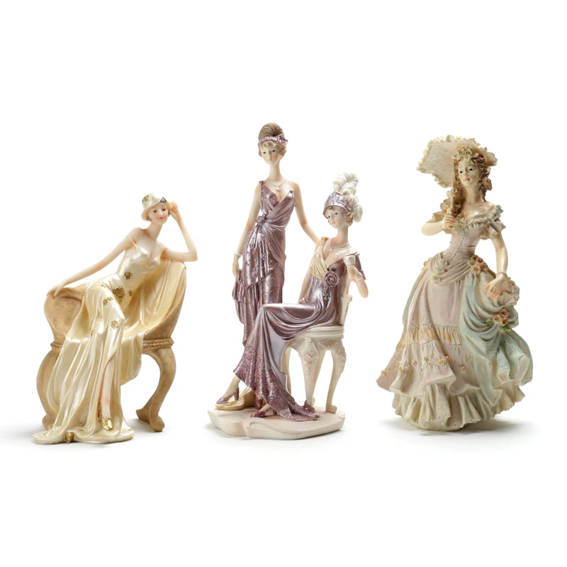 

Europe Victorian Girl Statue Fashion Character Beauty Figurines Resin Crafts Wedding Gift Creative Home Decoration Ornament Art