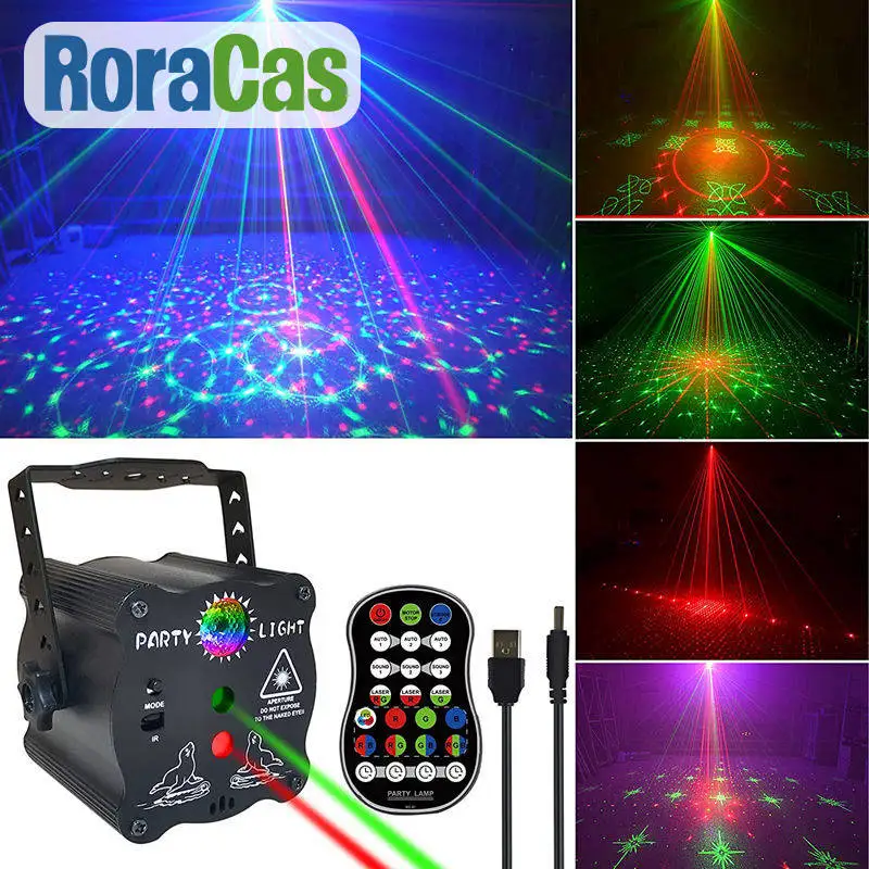 

Laser Lights DJ Disco Ball Led Projector RGB Strobe Light Remote Sound Activated Flashing Projector for Wedding Birthday Parties