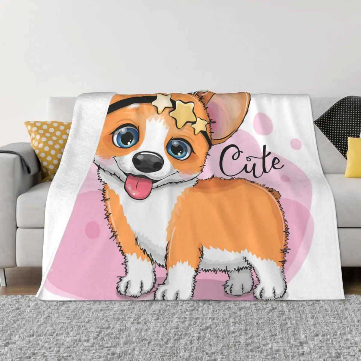 

Красивое мягкое фланелевое одеяло Corgi, мягкое флисовое покрывало