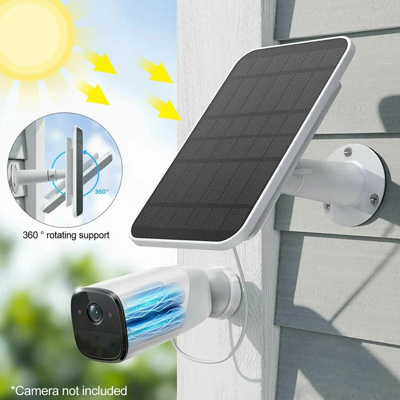

Solar Panel Power Supply For Wireless Outdoor Waterproof Security Camera Non-Stop Charging