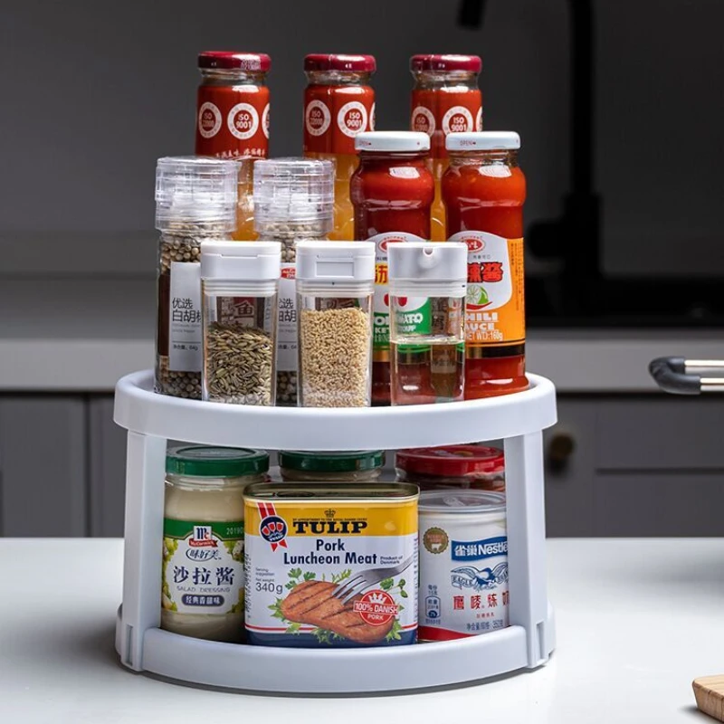 

360 Rotating Round Tray Spice Jar Snack Food Tray Bathroom Storage Organizer Kitchen Non Slip Storage Rack Cosmetics Organizer