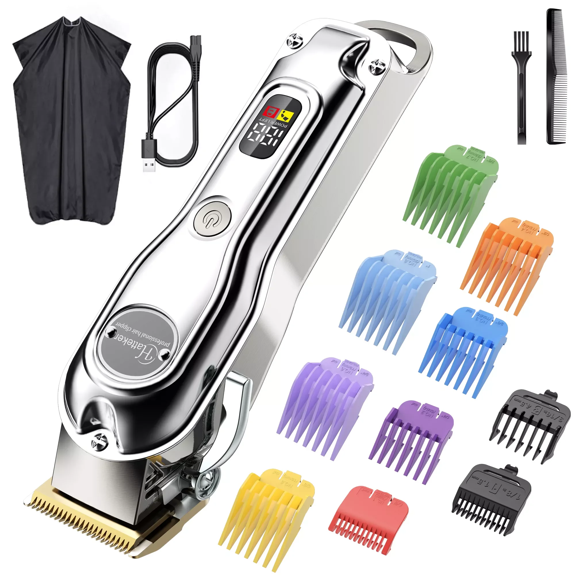 

HATTEKER Hair Clippers Beard Trimmer for Men Professional Hair Trimmer Cordless Barbers Grooming Kit Rechargeable 696A
