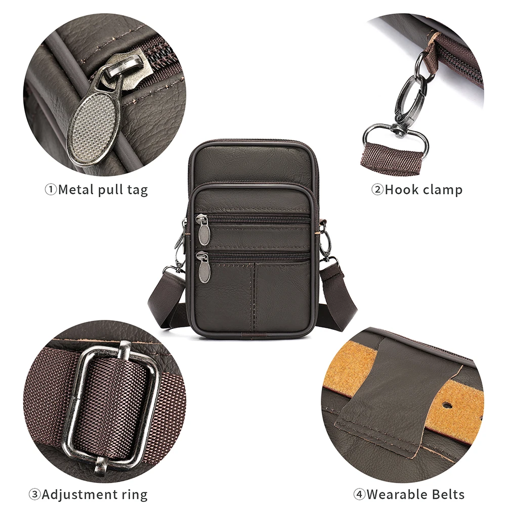WESTAL Genuine Leather Waist Bag Shoulder Male Fanny Pack Phone Small Crossbody Messenger Bag Vintage Business Belt Pouch Pocket
