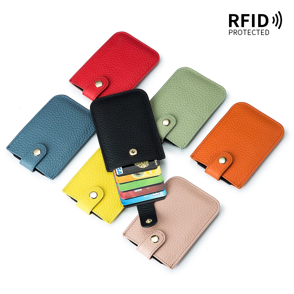 Cascade pull card bag rfid leather new business card bag portable small card bag female ultra-thin