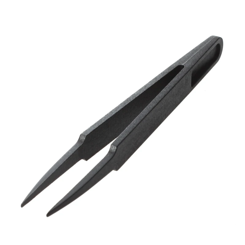 

10Pcs 4.5 Inch Length Black Plastic Anti-Static Tweezers Repair Tool