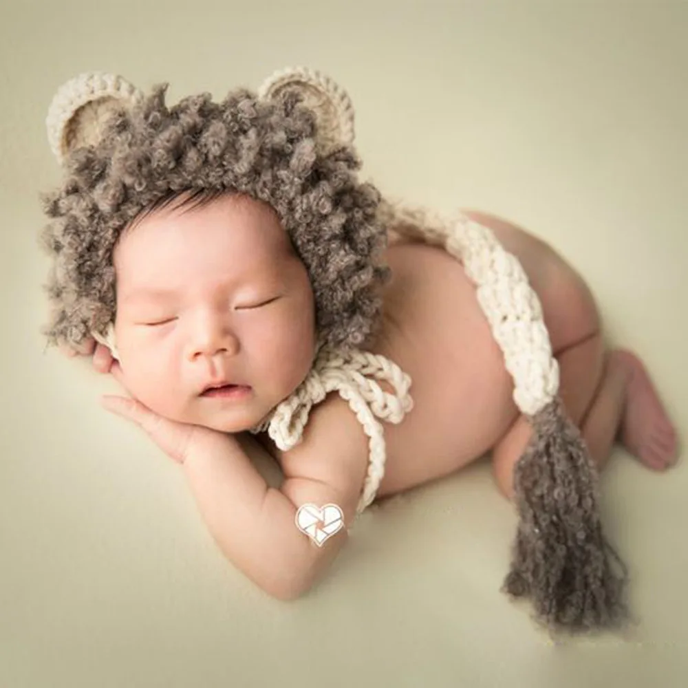 

Handmake Newborn Photography Props Accessories Lionet Hat+Tail Set Baby Photography Costumes Studio Baby Photo Props