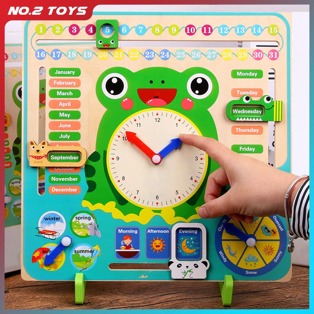 

Wooden Montessori Toys Baby Weather Season Calendar Clock Time Cognition Preschool Education Teaching Aids Toys For Children