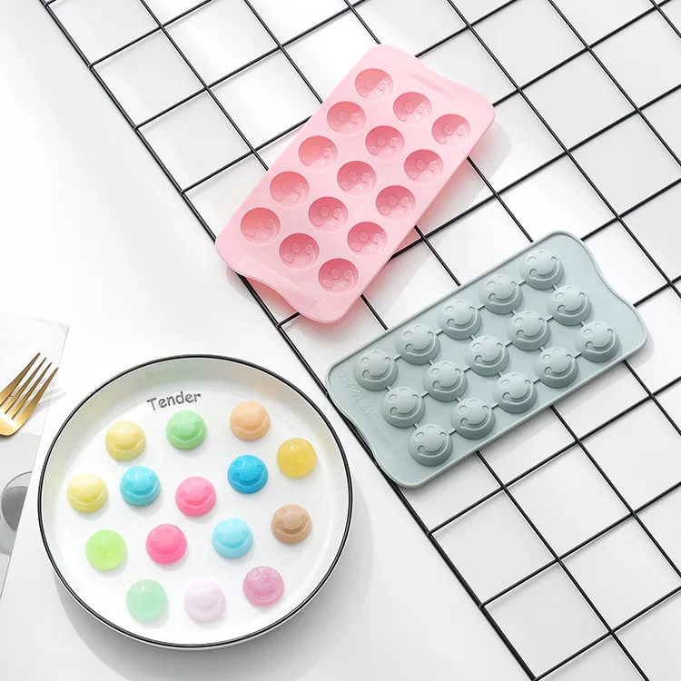

15 grid smiley face expression silicone mold DIY chocolate gummy candy QQ fudge cake ice cube mold baking cake decoration tool