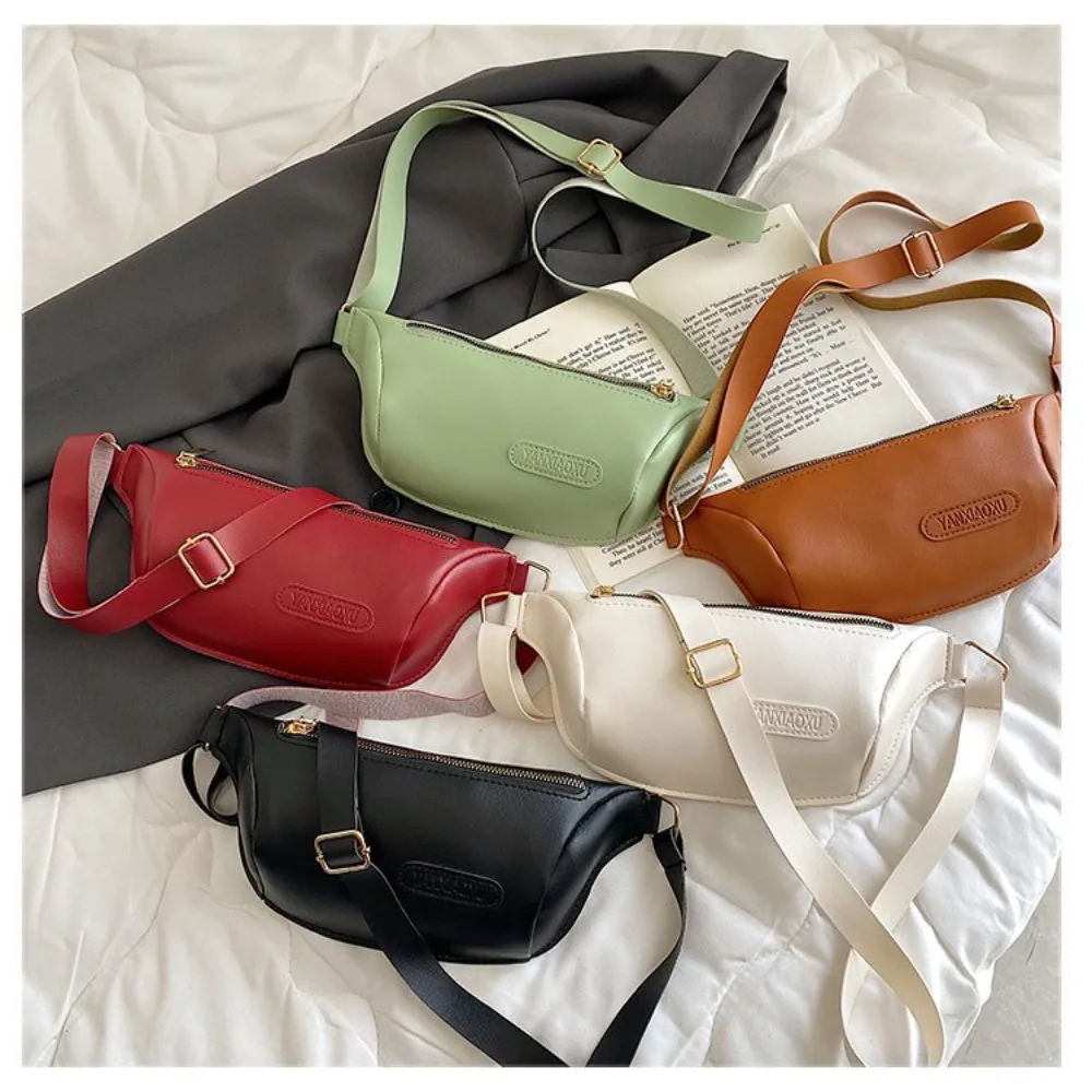 

Women's Bag 2023 Trend Waist Belt Bag Bananas Shoulder Bags Pure Color Leather Designer Chest Bag Female Handbag Shopper Purse