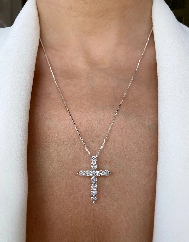 1 шт. модный роскошный крест медный Циркон серебряного цвета ожерелье с подвеской