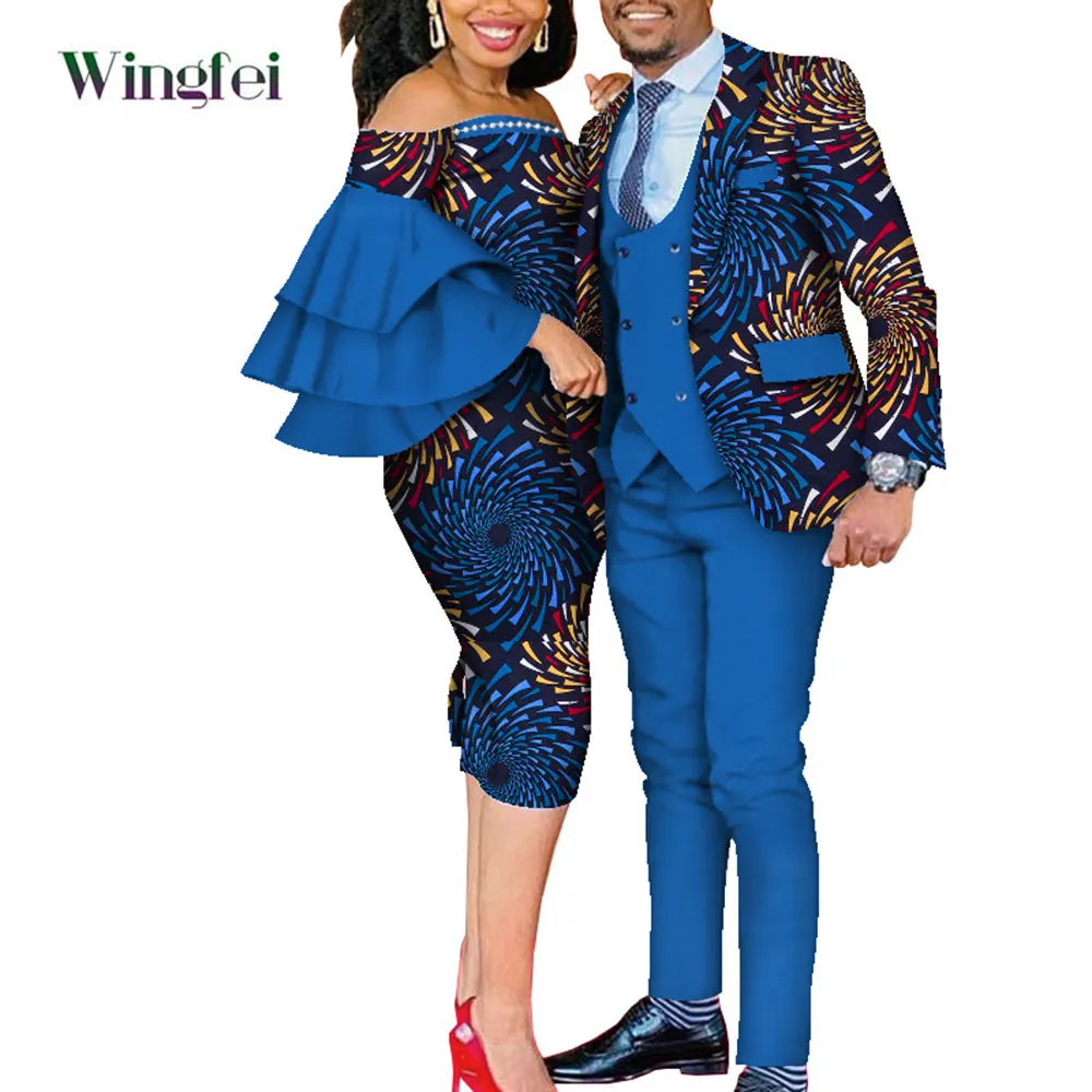 Dashiki African Lovers Suit Party Clothing Husband and Wife Suit African Clothes for Couple Men and Women 2 Pieces Set Wyq677 images - 6