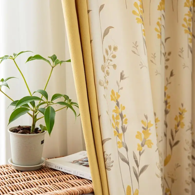 

Living Room Curtains Pastoral Style Home Decoration Large Size Can Be Spliced Grommet Pull Pleated Hook Study Bedroom Curtain