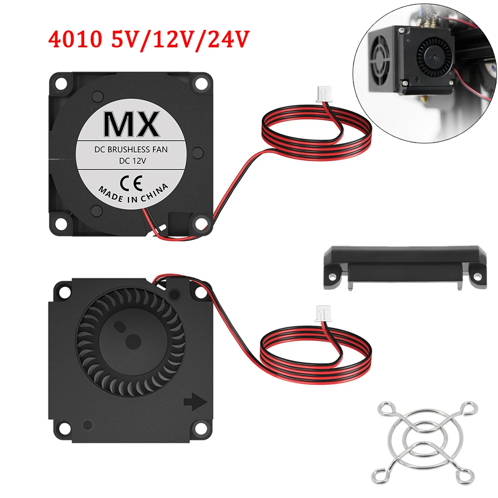 

RAMPS 4010 5/12/24V Cooling Turbo Fan Brushless 3D Printer Parts 2Pin For Extruder DC Cooler Blower Part 40x40x10 mm Plastic Fan