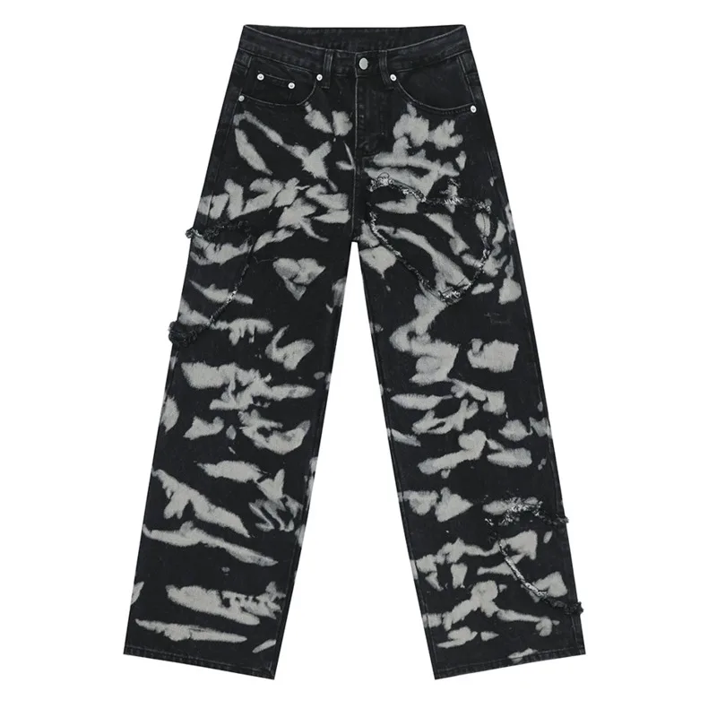 Мужская одежда осень 2024 уличные джинсы с принтом Love трендовые джинсовые брюки в