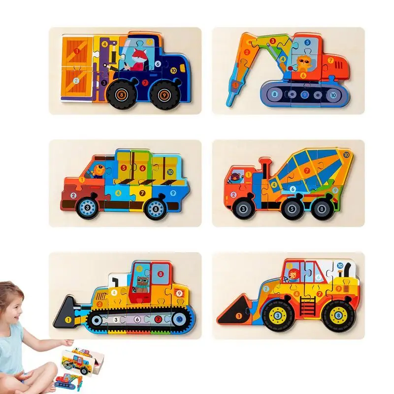 

Vehicle Puzzle 6Pcs Tasteless Cartoon Car Toddler Puzzles For Kids Educational Toys For Newborns Toddlers Kids Infant