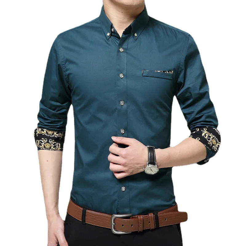 Youth Business Dress Shirt Personality Men's Fleece Thickened White Shirt Men's Long Sleeve Shirt 2022 Autumn Winter New Shirt