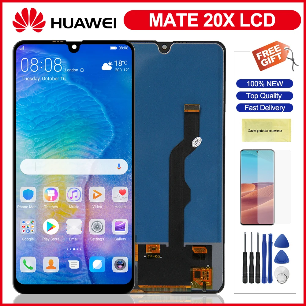 

ЖК-дисплей TFT для Huawei Mate 20X Mate20 X, ЖК-дисплей с сенсорным экраном и дигитайзером с рамкой, сборные детали для Huawei Mate20X, дисплеи