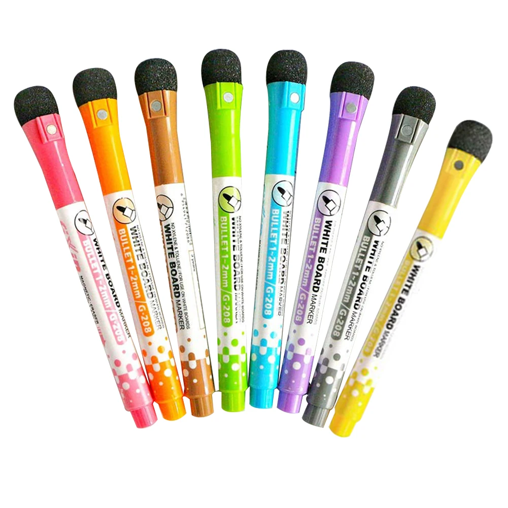 

8pcs Magnetic Whiteboard Marker Set Portable Drawing Quick Drying Student Pen Kids Children Dry Erase Classroom Plastic Home