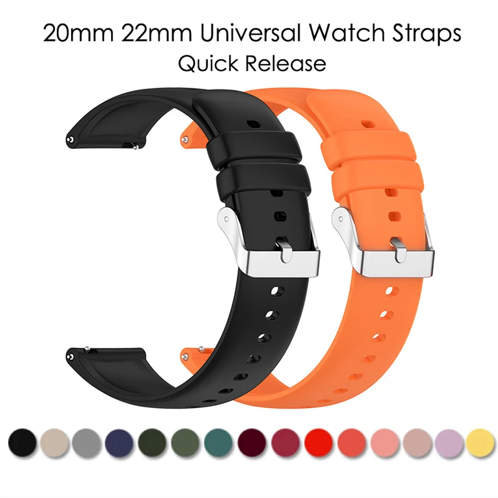

20mm 22mm Silicone Watch Band Universal Watchband Strap for Amazfit GTR 47mm 42mm GTS 3 2 Samsung Galaxy Watch 4 3 Huawei GT2 3