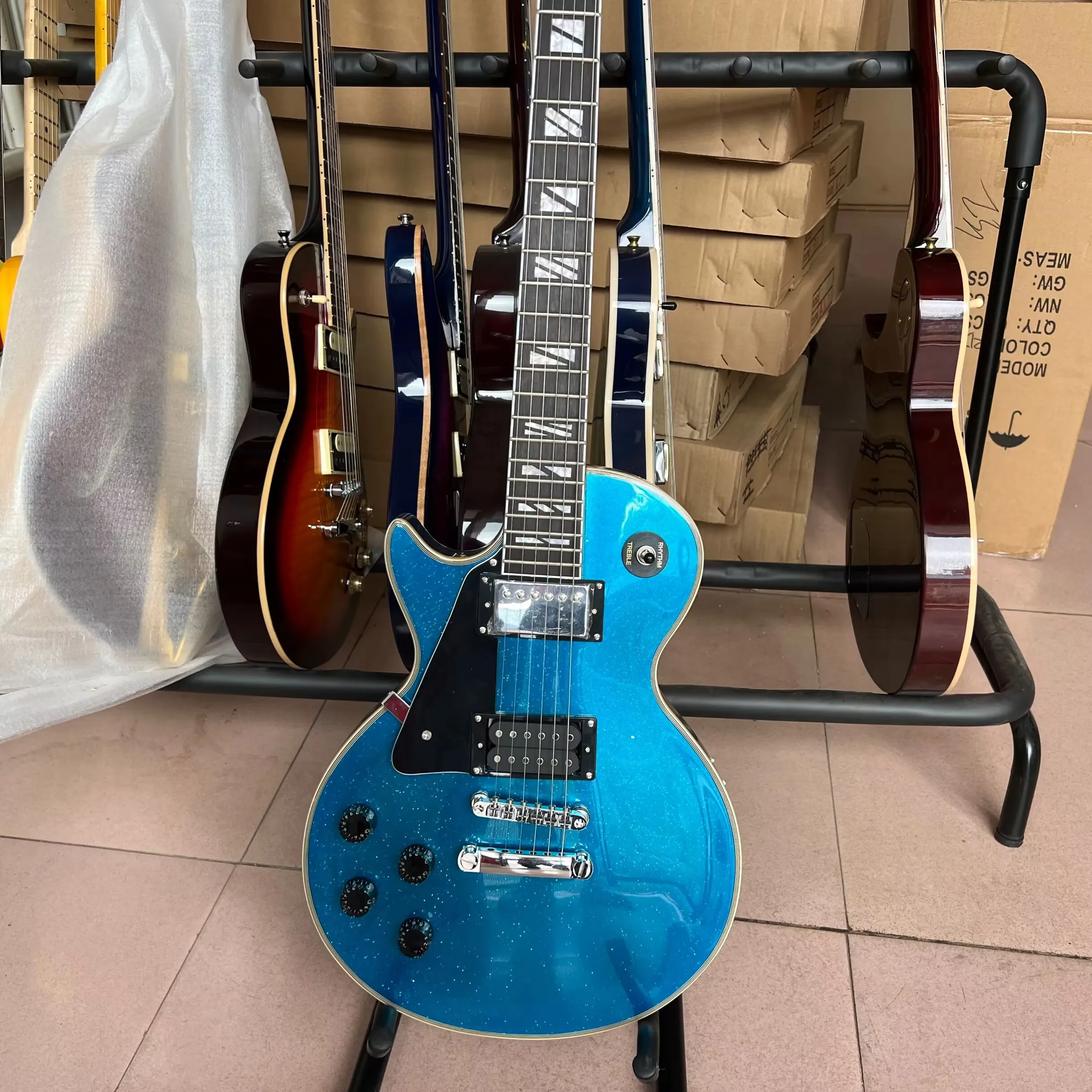 

New Custom Blue Left Handed Electric Guitar Rosewood Fingerborad Chrome Hardware Guitarra Eletrica High Quality Guitare