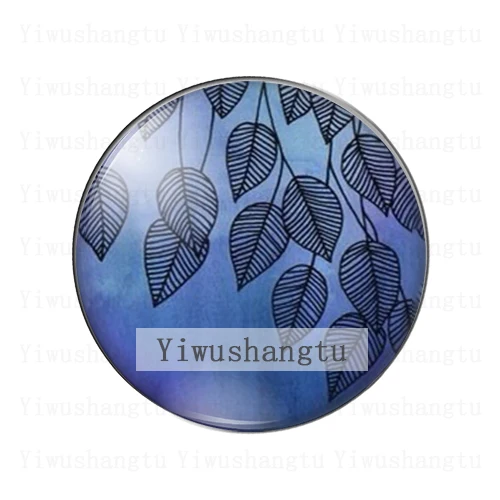 Fashion Tropical leaves art painting 12mm/18mm/20mm/25mm Round photo glass cabochon demo flat back Making findings |