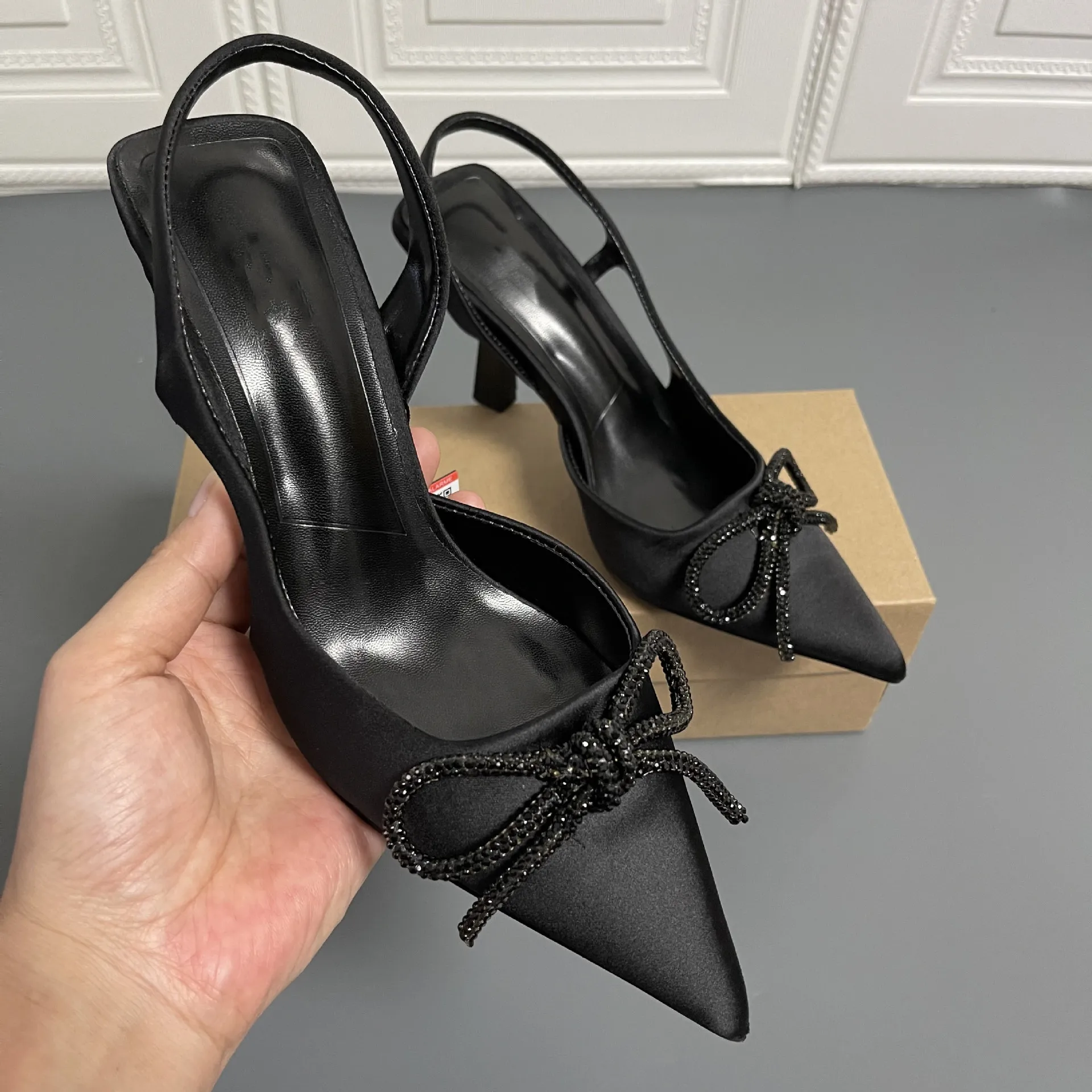 2023 New Fashion Bow-knot Summer Women Pumps Woman Single Shoes Rhinestones Heels Comfortable Dress Party Shoes Large Size 35~42