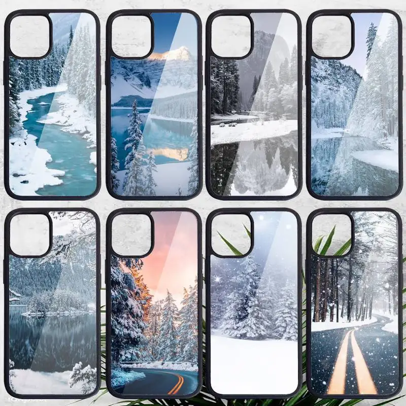 

winter snow scene lanscape Phone Case PC for iPhone 11 12 13 pro XS MAX 8 7 6 6S Plus X XR Luxury shell funda