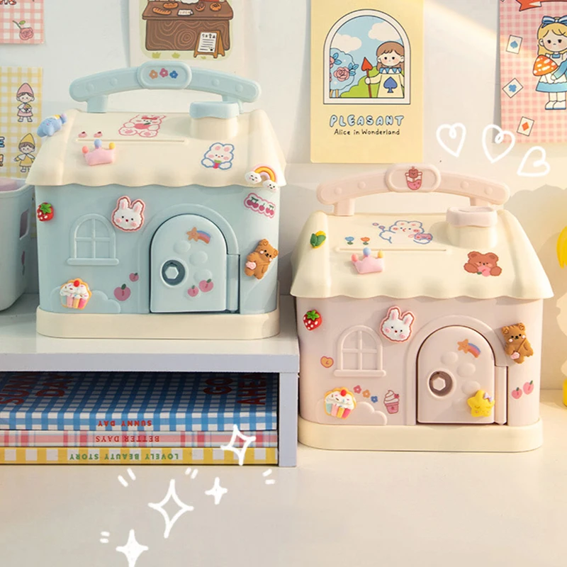 

Cute House Money Box With 3D Sticker Kawaii Piggy Bank For Kids Adults Big Size Savings Box For Coins Banknotes Birthday Gift