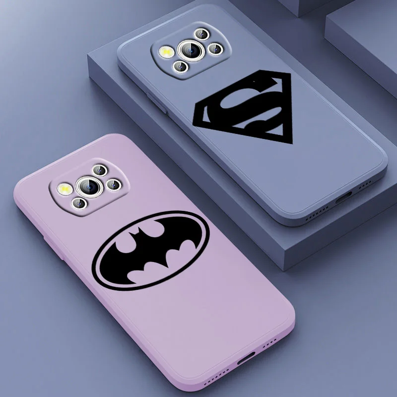 

Batman Superman Joker Logo For Xiaomi POCO X4 M5S F4 M4 X3 F3 M3 C3 F2 X2 F1 Pro GT NFC 4G 5G Liquid Rope Silicone Phone Case
