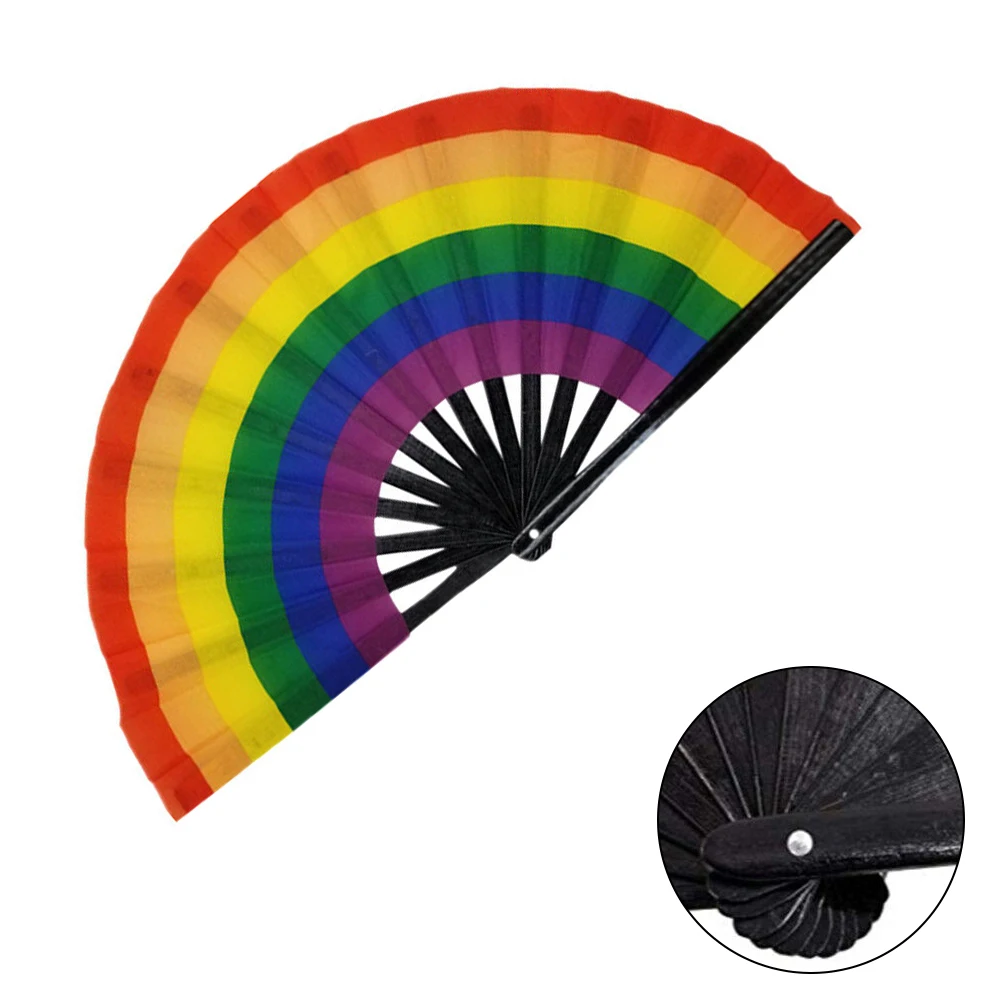 

Cosplay Folding Fan Portable Fans 33cm Gift Kung Fu Fan Rainbow Folding Fan Dancing Heating Indoor Air Quality