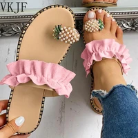 2022 women sandals slippers shoes flat flip flops string bead summer fashion wedges woman slides pineapple lady casual mujer