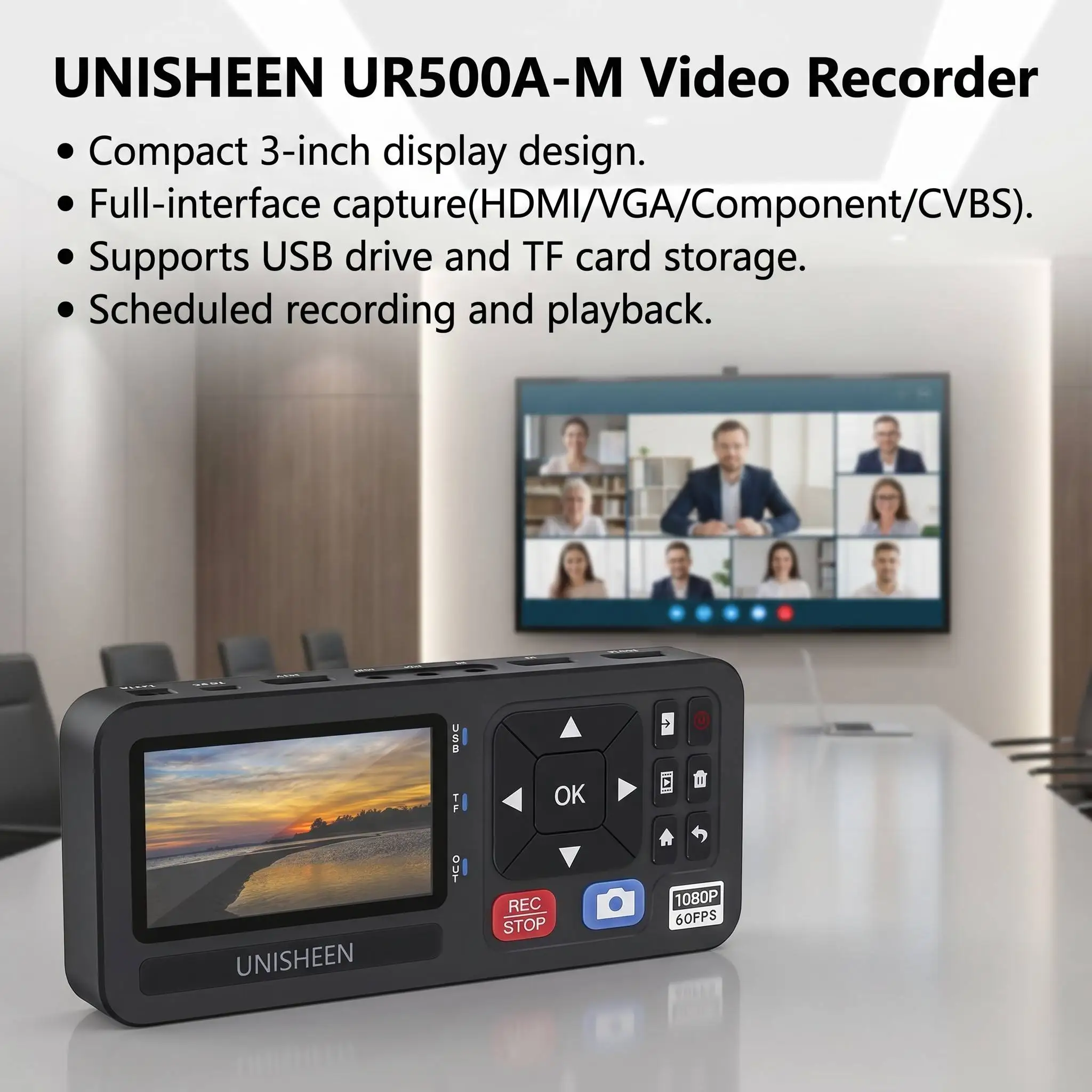 Фото Устройство для захвата видео UNISHEEN UR500A-M 4K, конвертер VHS в цифровой формат 1080P 60FPS, видеорекордер с входами HDMI/CVBS/VGA/Component 4K №3