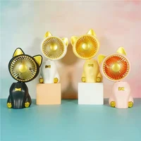 desktop small fan lucky cat shapeportable usb charging mini handheld small electric fan mute student office vertical ornament