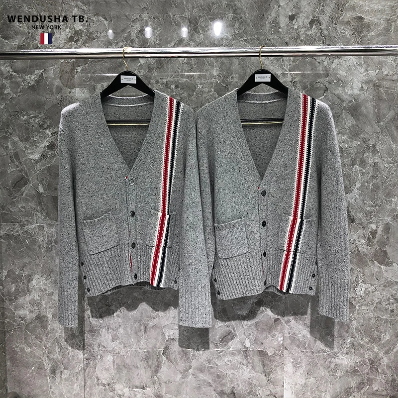

TB Sweater Sheep Sweater for Men and Women Lovers Casual Solid Color Sweater Sesame Dot Left Red White Blue Cardigan