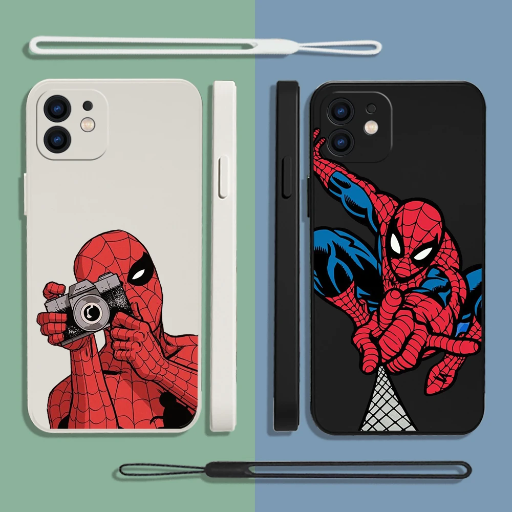

Cartoon Super hero Spider-mans Phone Case For Samsung A53 A50 A12 A52 A52S A51 A72 A71 A73 A81 A91 A32 A30 4G 5G with Hand Strap