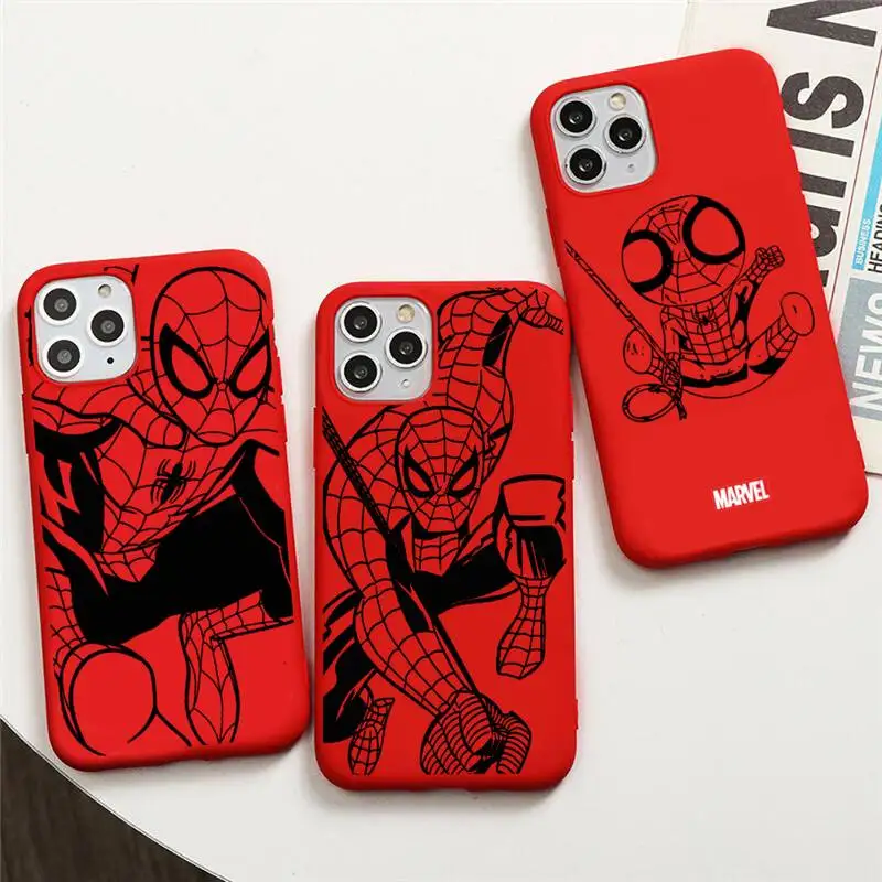 

Marvel hero spiderman sketch Phone Case For iphone 13 12 11 Pro Max Mini XS 8 7 6 6S Plus X SE 2020 XR Red Cover