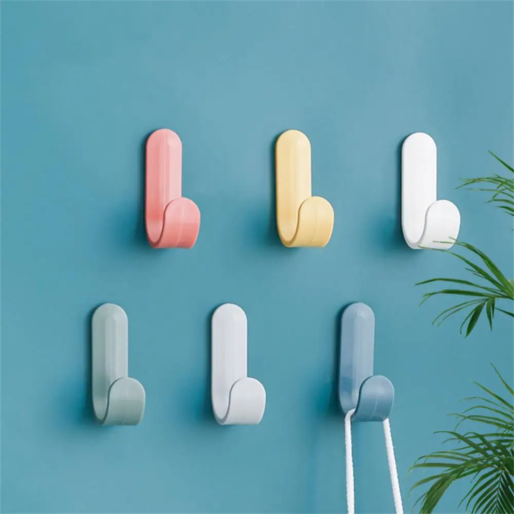 4 Pcs/set Simple J-shaped Hook Nordic Style Wall-mounted Seamless Nail-free Hook Kitchen Bathroom Living Room Accessories