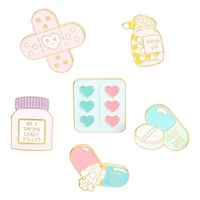 exquisite cartoon cute mini band aid pill capsule shape letter brooch paint badge lapel pins