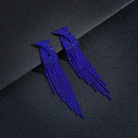 Синие серьги-подвески Mango Sky из горного хрусталя