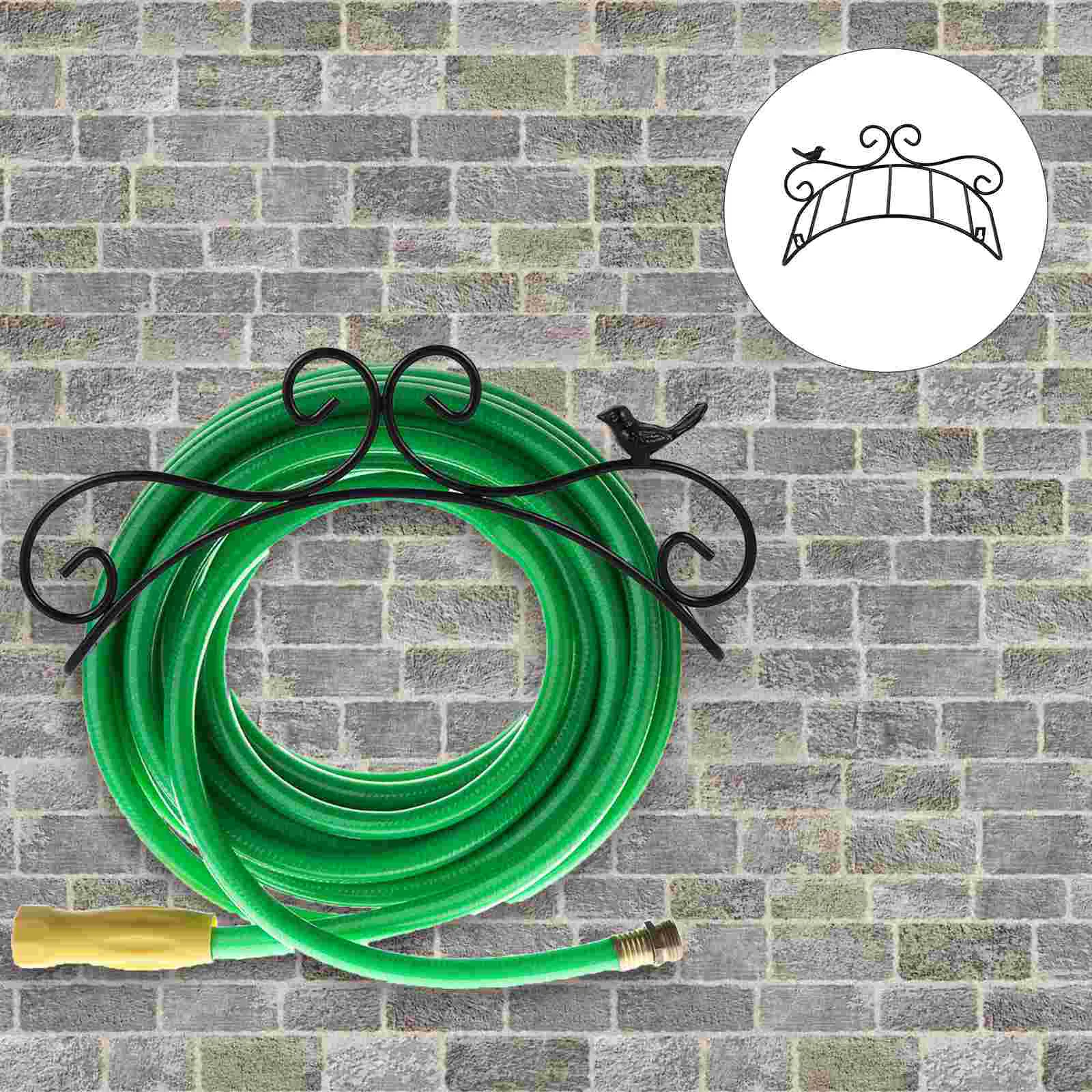 

Container Black Decor Wall Mount Shelf Outdoor Hose Holder Hanger Iron Storage Rack Garden Support