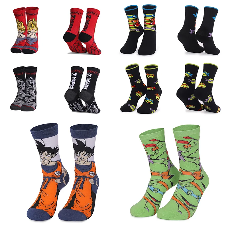 

Носки для мальчиков «Драконий жемчуг Z», Мультяшные аниме-носки мутанты, ниндзя, Черепашки, обезьяны, король, детские рождественские подарки...