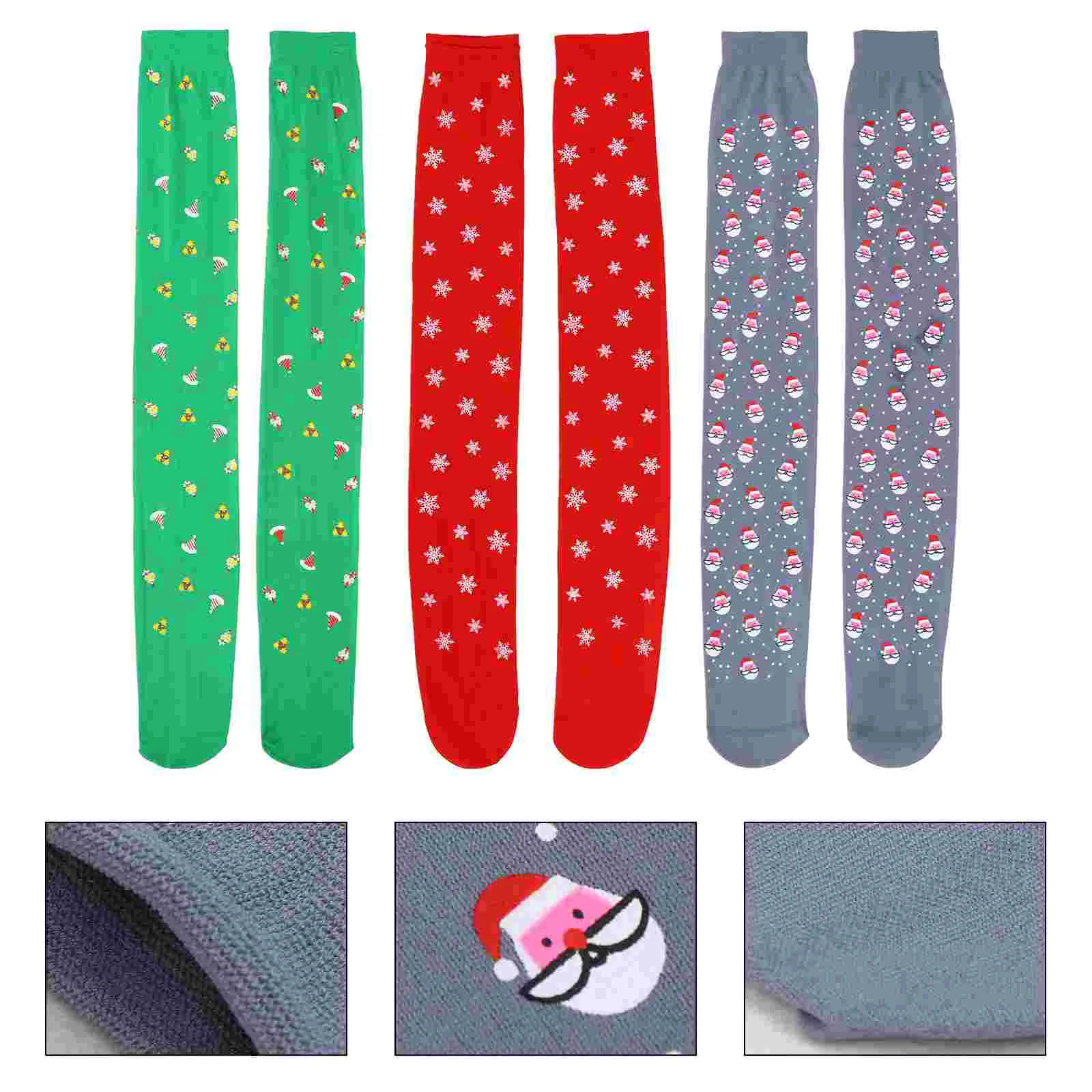 

3 Pairs of Christmas Silk Stocking Durable Long Stockings High Socks